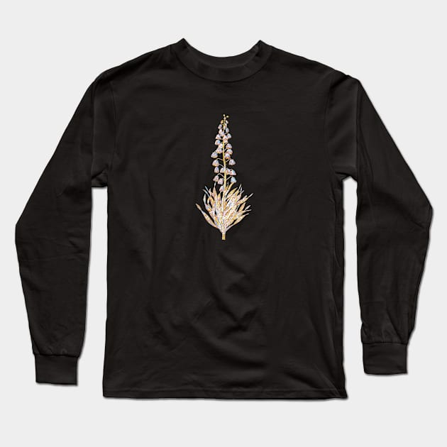 Gold Prism Mosaic Persian Lily Botanical Illustration Long Sleeve T-Shirt by Holy Rock Design